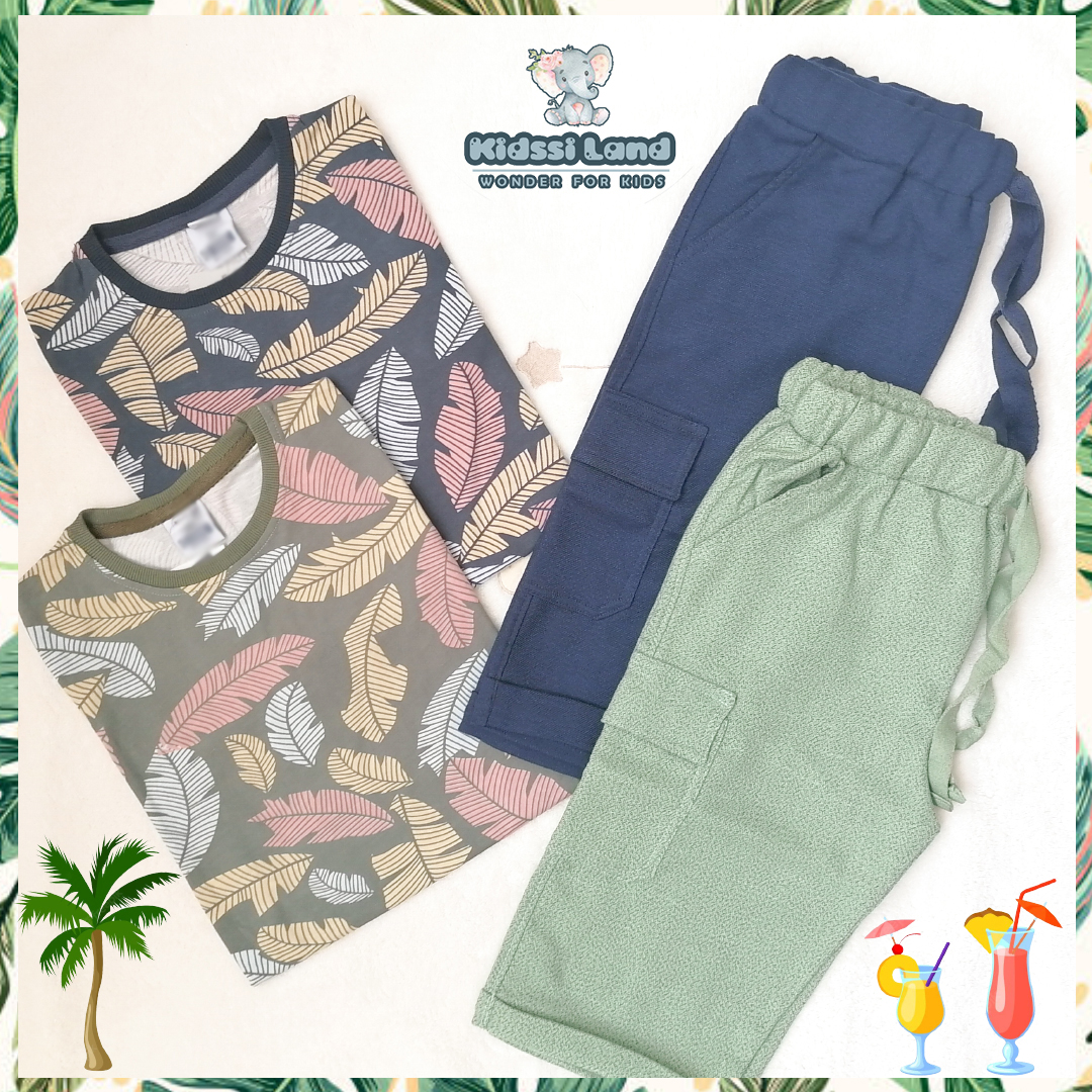 ست دوتیکه هاوایی پسرانه در دو رنگ زیبا