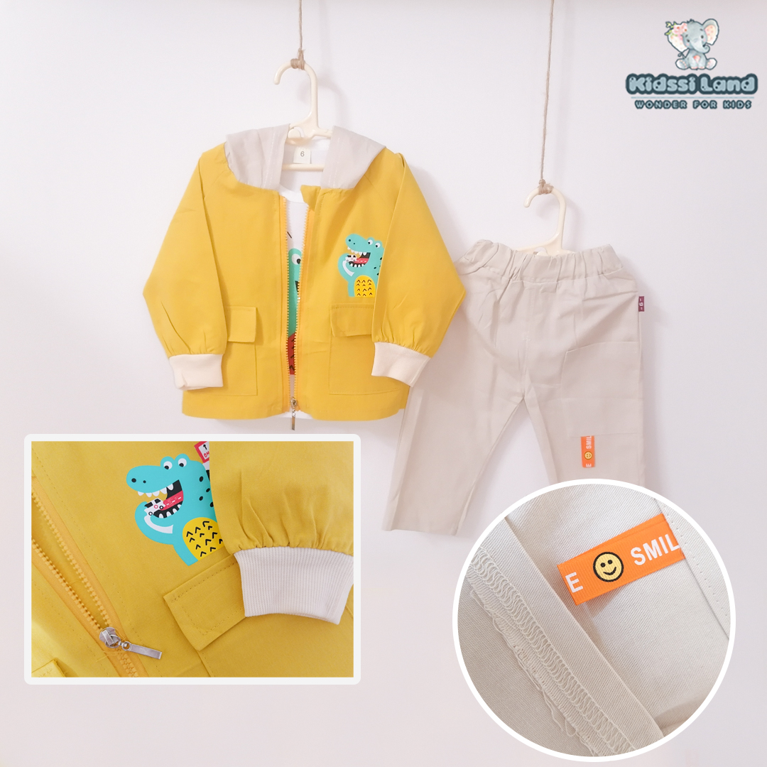 ست سه تیکه اسپرت طرح دایناسور دو رنگ - تصویر 6